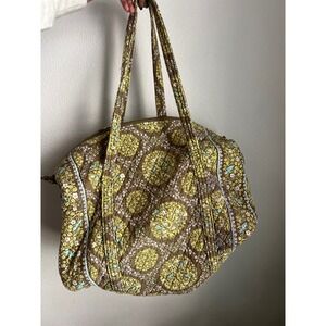Vera‎ Bradley Quilted Floral Bird Print Brown Green Tote Bag Purse Travel